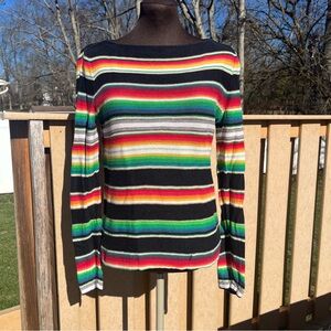 Lauren Ralph Lauren Women’s Cotton Linen Southwest Striped Boatneck Sweater Sz M